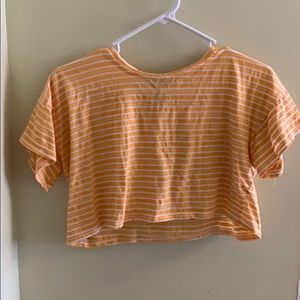 Yellow and white striped crop top
